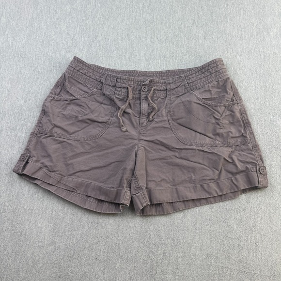 The North Face Pants - The North Face Shorts Women 12 Gray Purple Chino Flat Front Cuffed Hiking Cotton